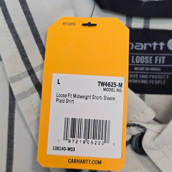 NWT Carhartt Plaid Button Down Shirts Mens Size L Cream - Picture 3 of 7